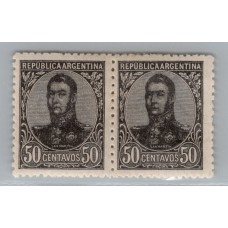 ARGENTINA 1908 GJ 285b PAREJA DE ESTAMPILLAS NUEVAS CON GOMA VARIEDAD CON Y SIN FILIGRANA, MUY BUENA U$ 35